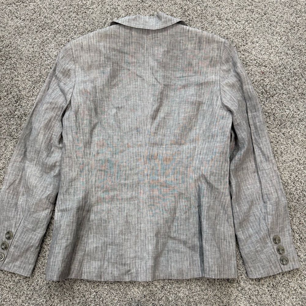 Jones New York Suit 100% Linen Grey Striped 2 Button Blazer Women’s US 10 - Picture 10 of 14